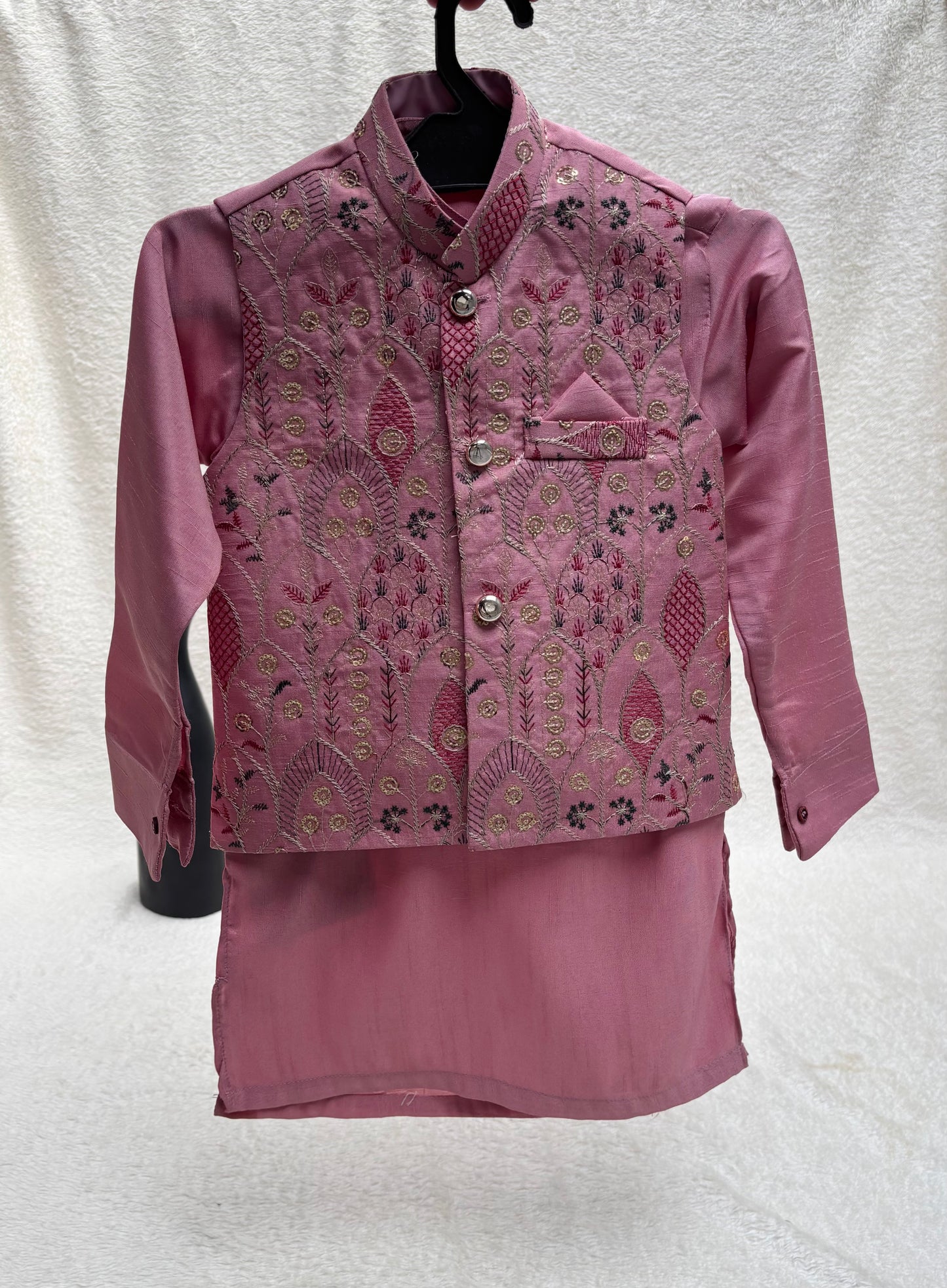 ORCHID PINK EMBROIDERED WAISTCOAT 3PC