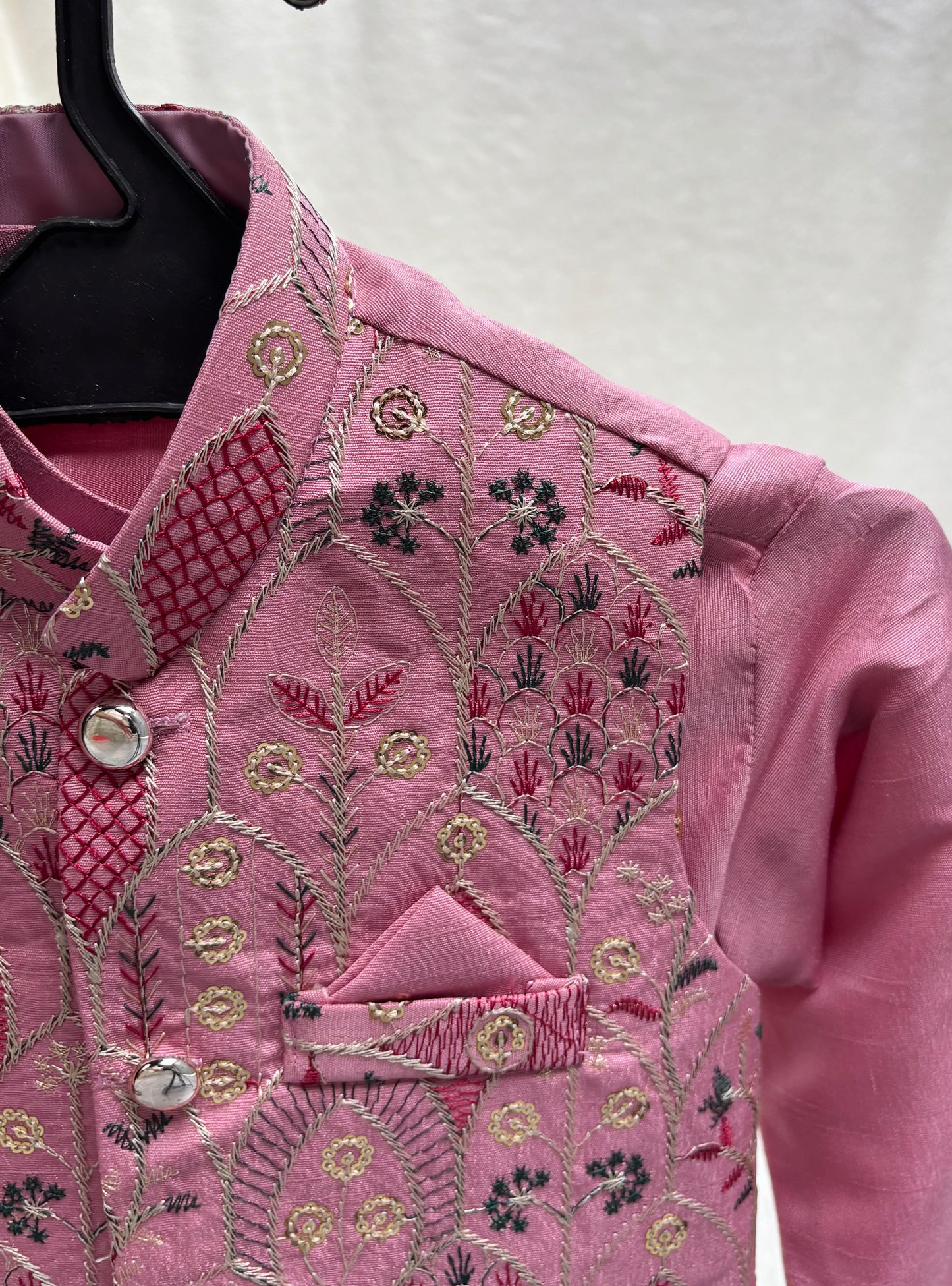 ORCHID PINK EMBROIDERED WAISTCOAT 3PC
