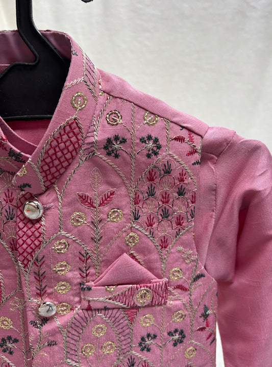 ORCHID PINK EMBROIDERED WAISTCOAT 3PC