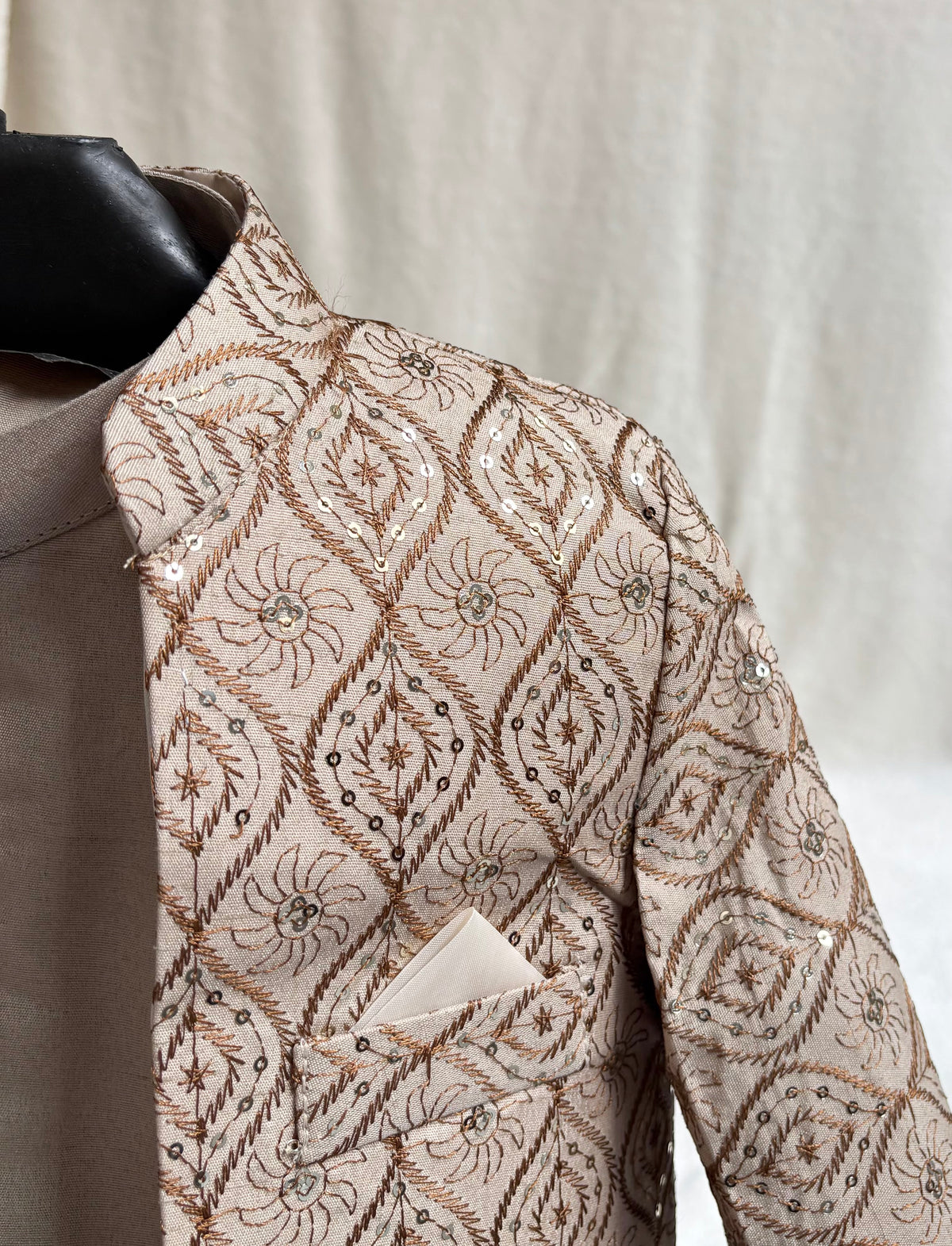 Beige Embroidered Sherwani Suit (107)