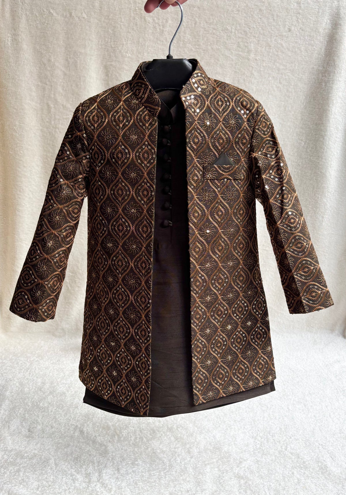 Dark Mehandi Embroidered Sherwani Suit (102)
