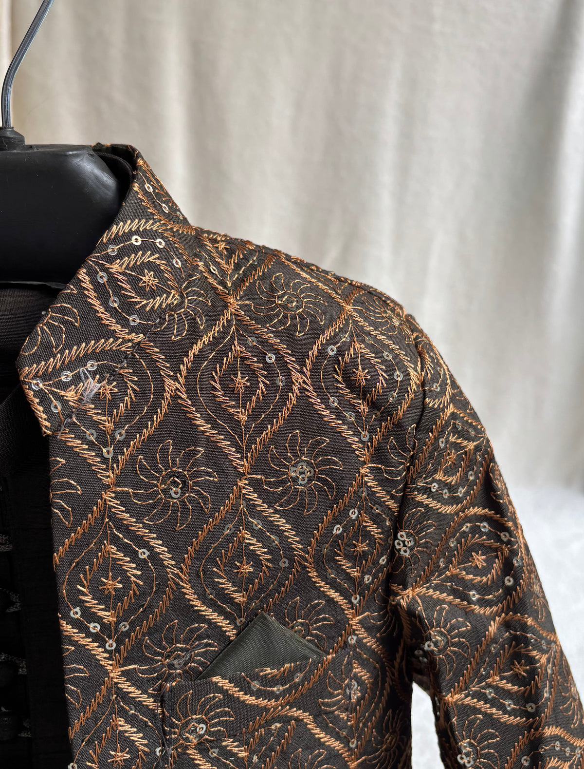 Dark Mehandi Embroidered Sherwani Suit (102)