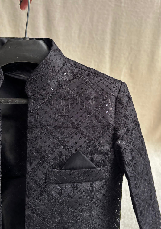 Black Front Open Prince Coat (103)