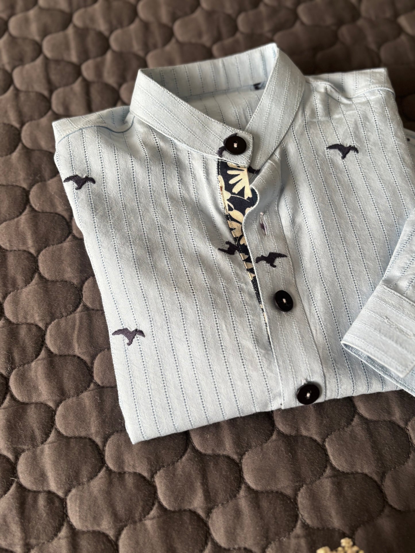 Blue Embroidered Bird