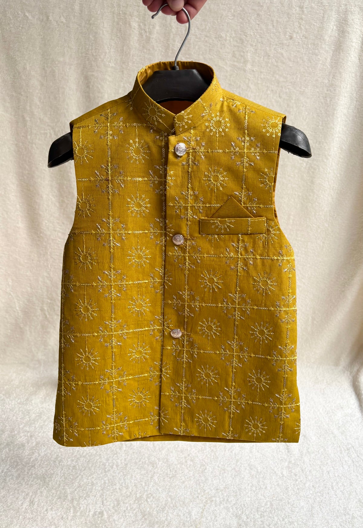 Yellow Motifs Embroidered Waistcoat