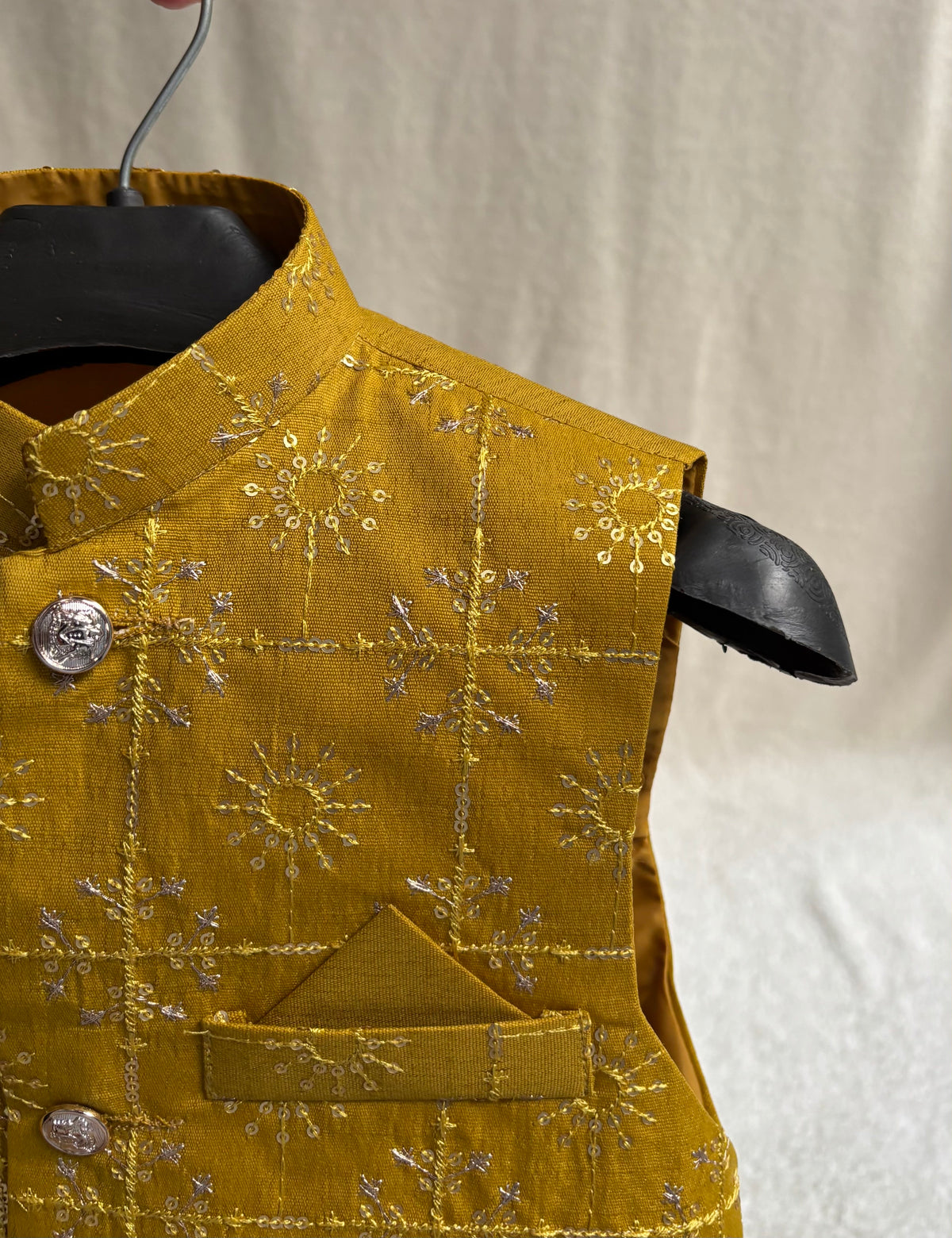 Yellow Motifs Embroidered Waistcoat