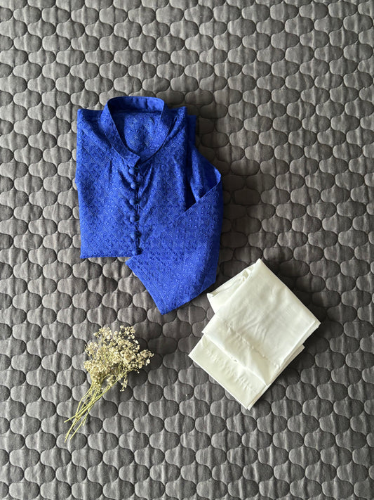 Dark Royal Blue Embroidered