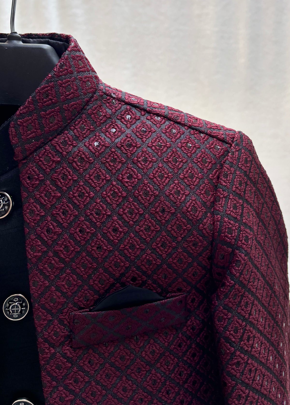 Maroon Self Double Layer Sherwani Suit