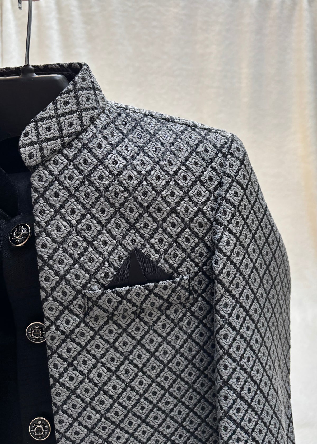 Gray Self Double Layer Sherwani Suit