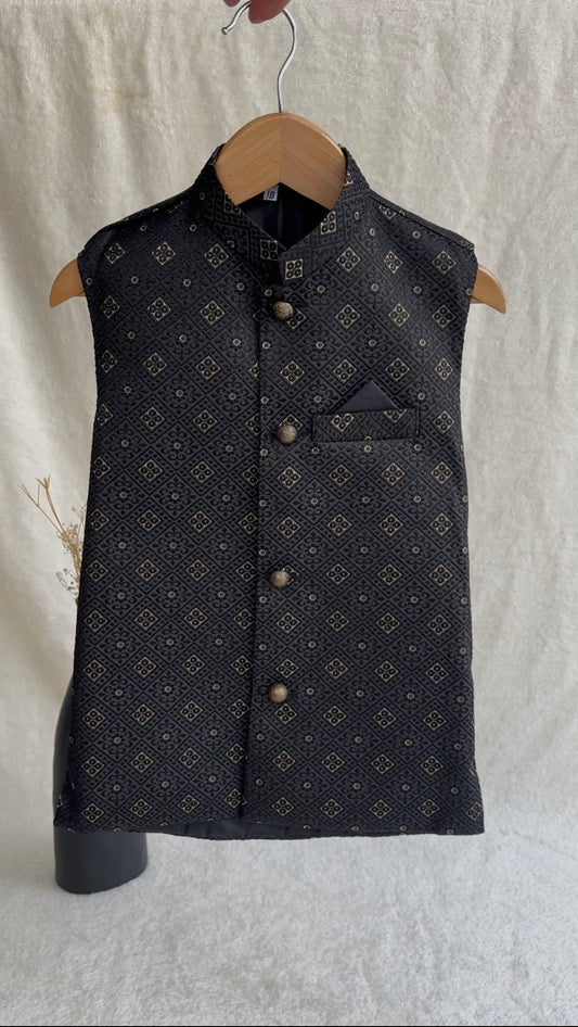Black Self Waistcoat