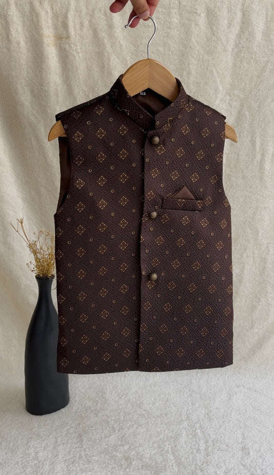 Brown Self Waistcoat