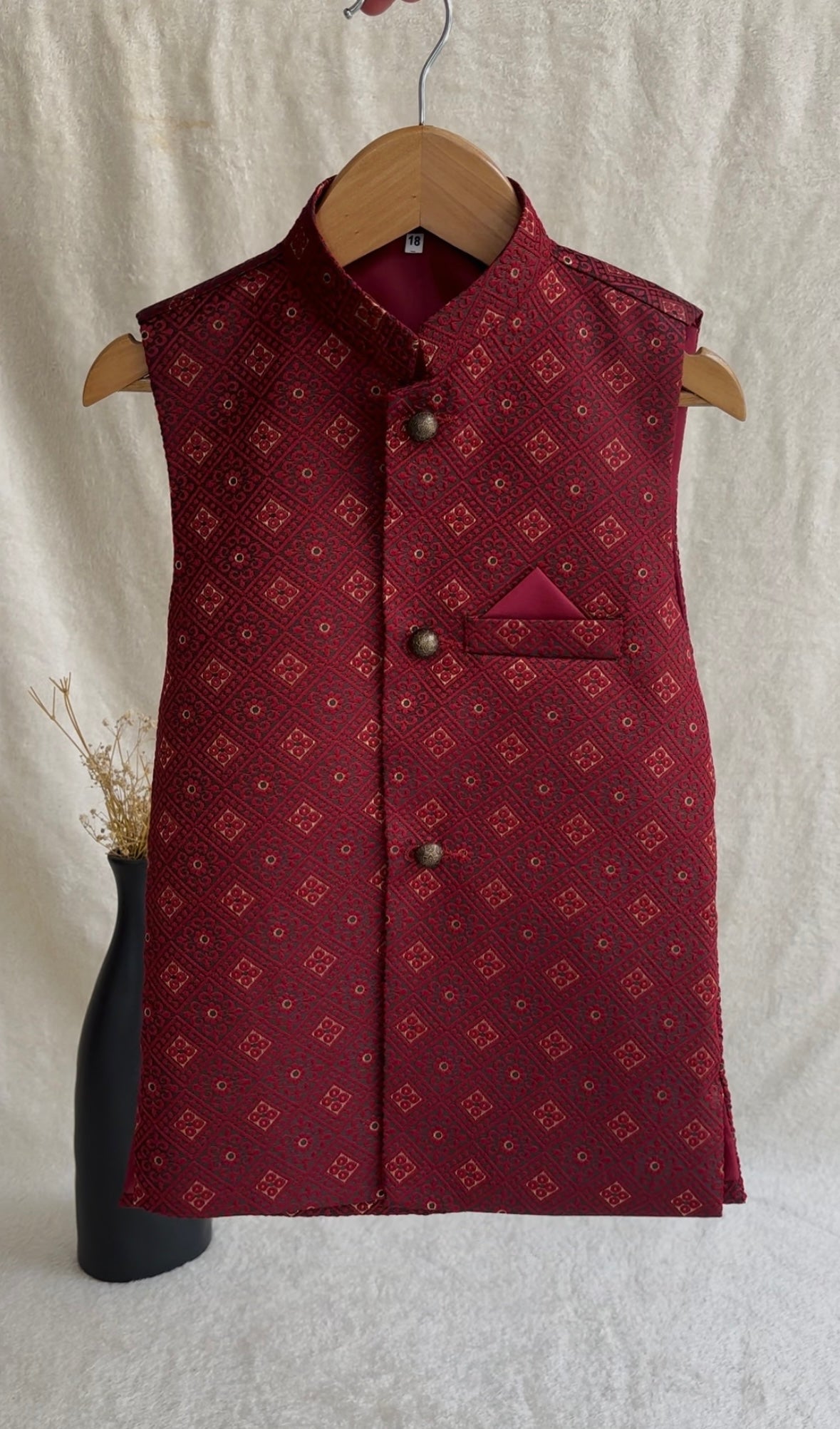 Maroon Self Waistcoat