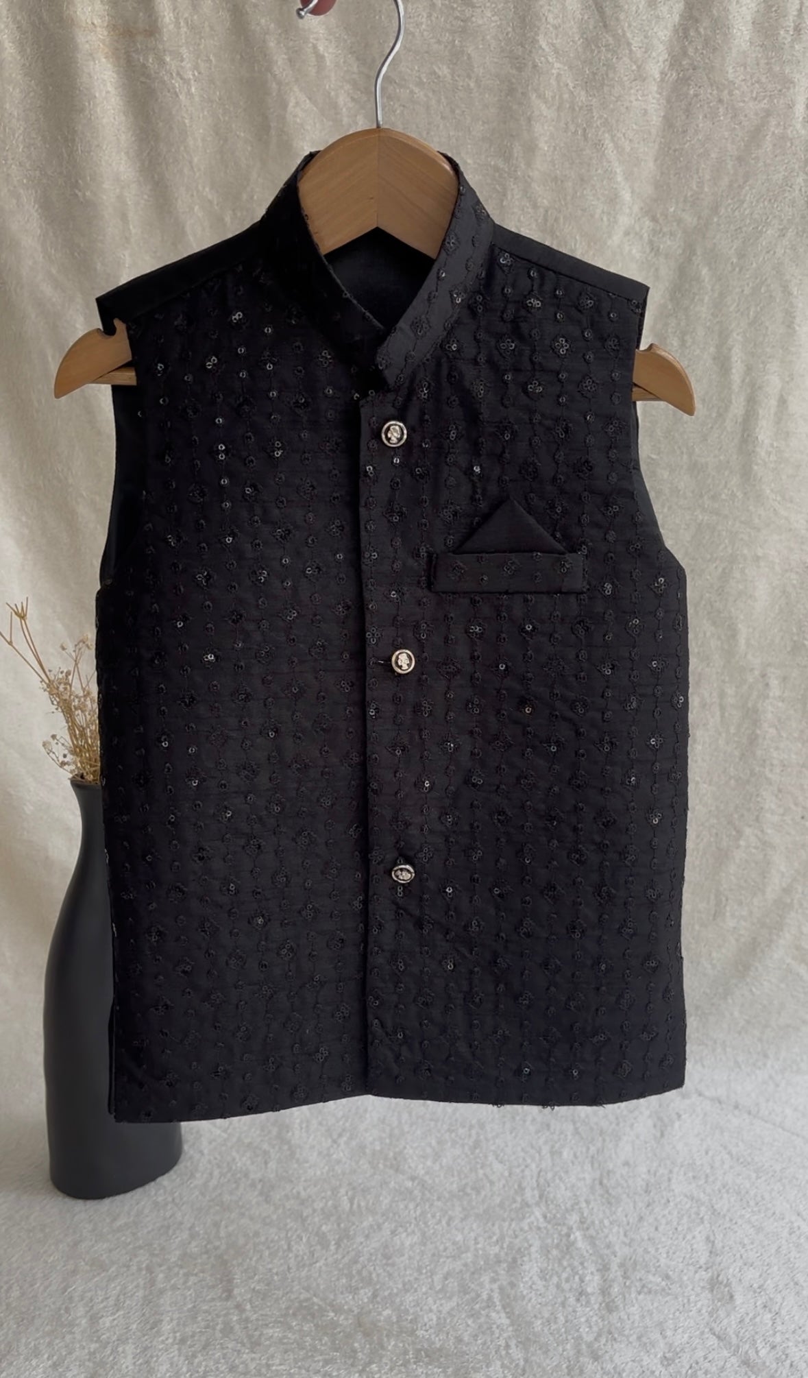 Black Embroidered Waistcoat