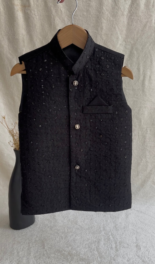 Black Embroidered Waistcoat