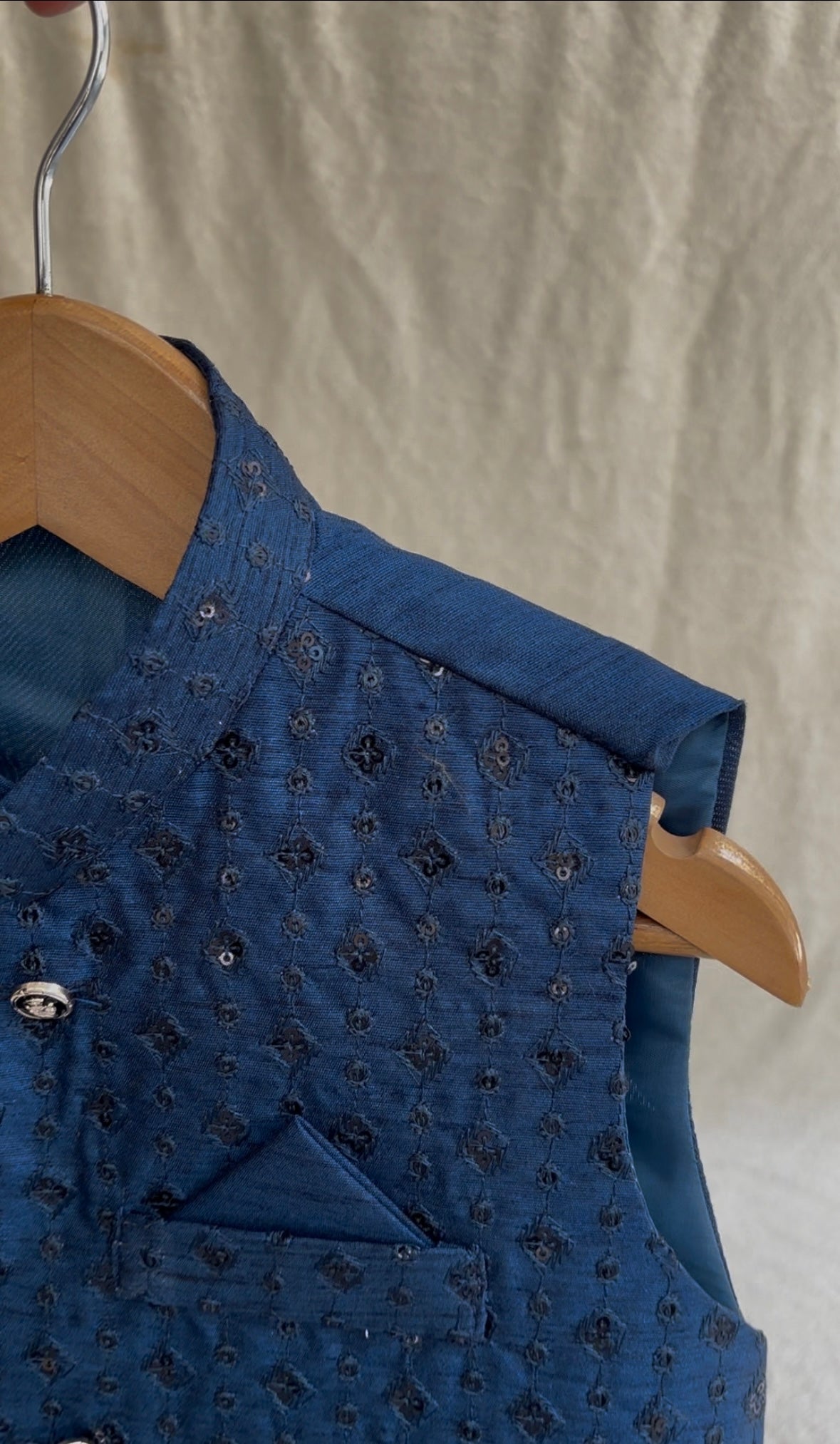 Blue Embroidered Waistcoat
