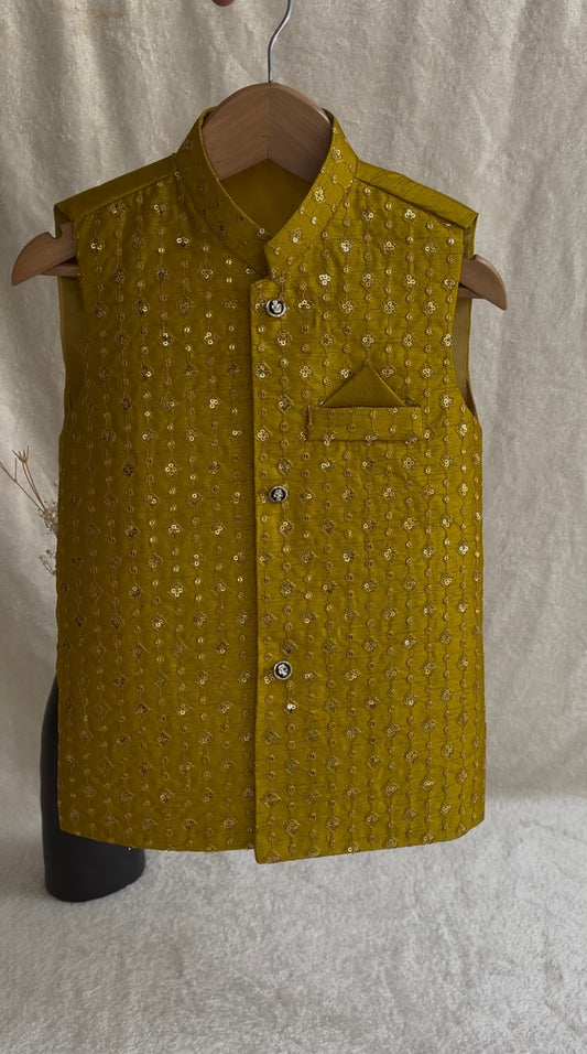 Yellow Embroidered Waistcoat