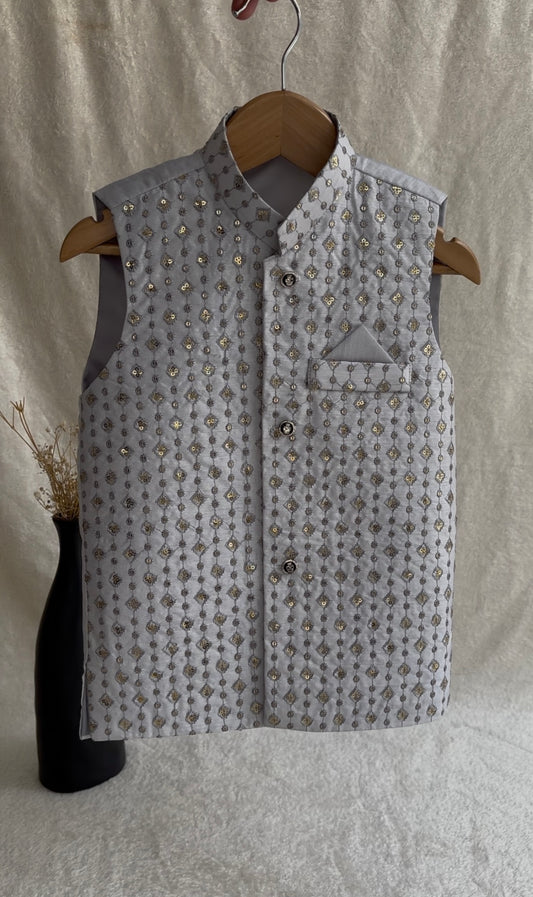 Light Gray Embroidered Waistcoat