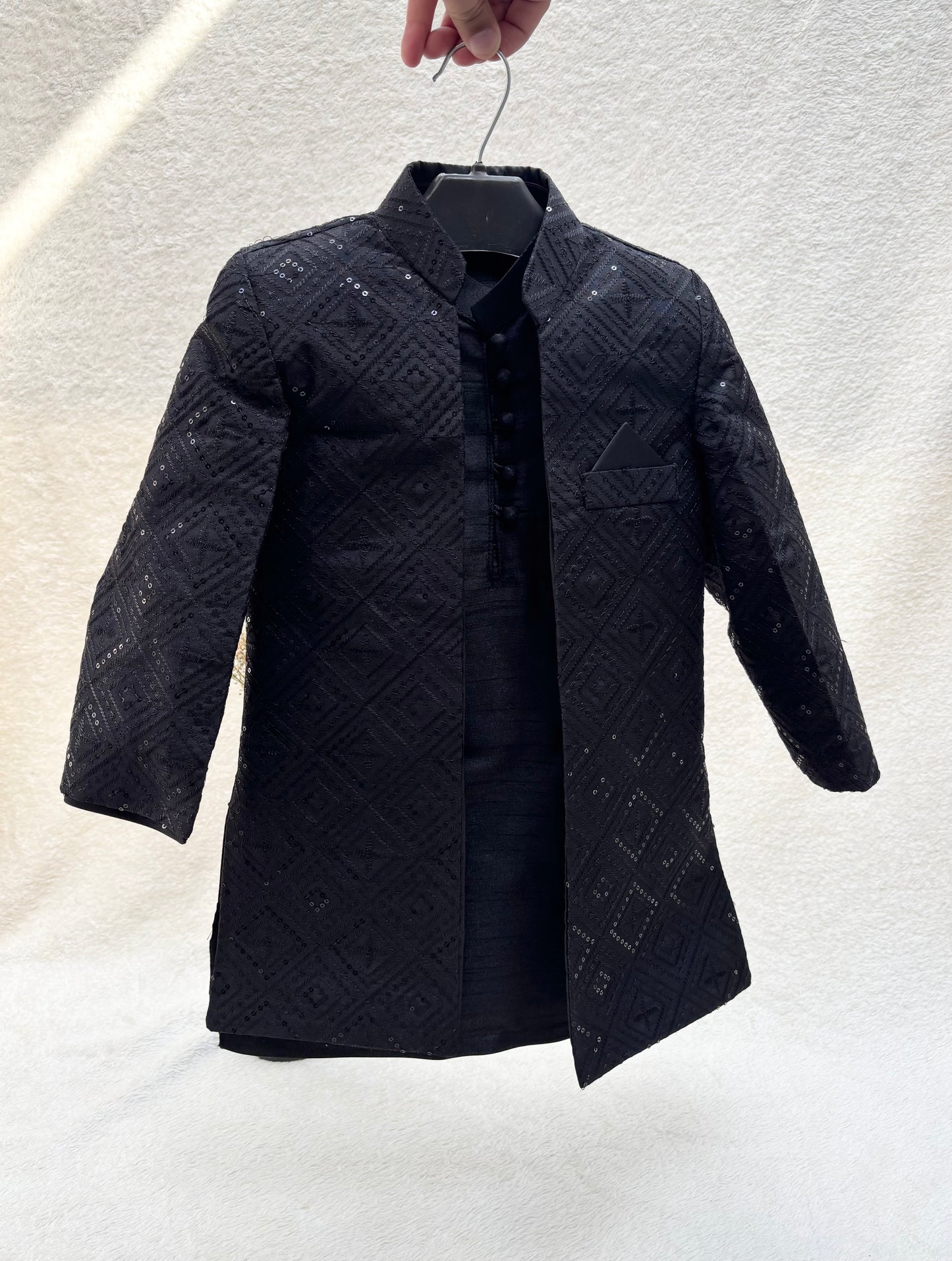 Black Embroidered Sherwani Suit (109)