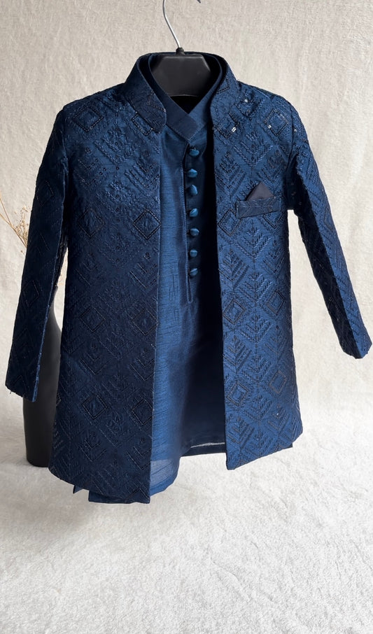 Blue Embroidered Sherwani Suit (101)