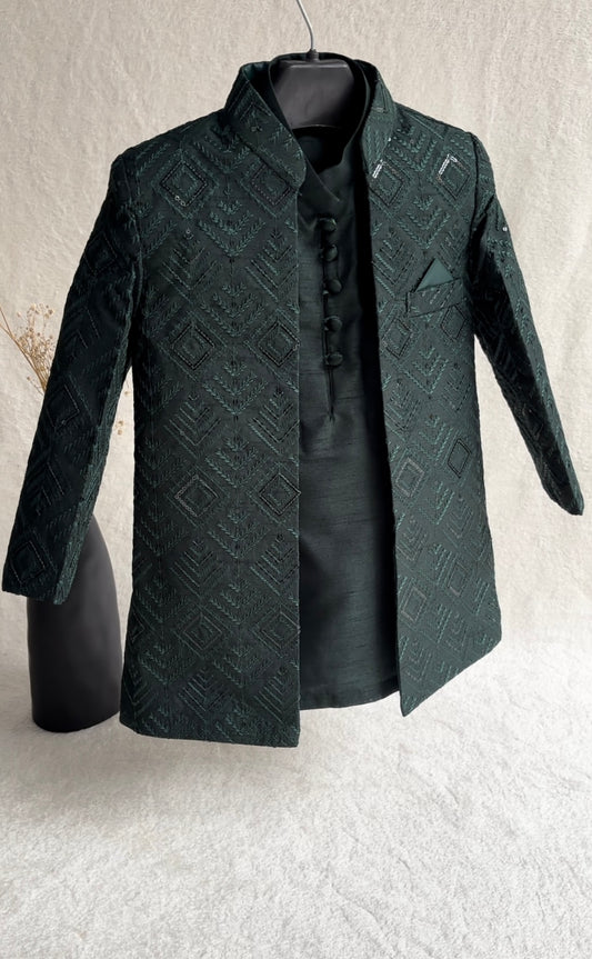 Green Embroidered Sherwani Suit (101)