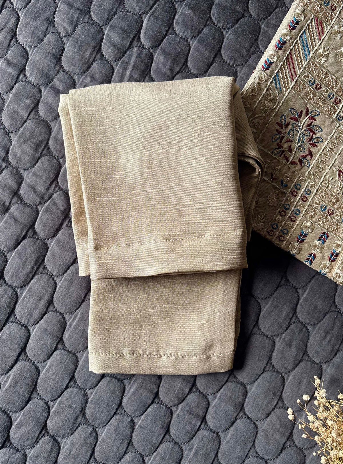 BEIGE EMBROIDERED WAISTCOAT 3PC (WC2)
