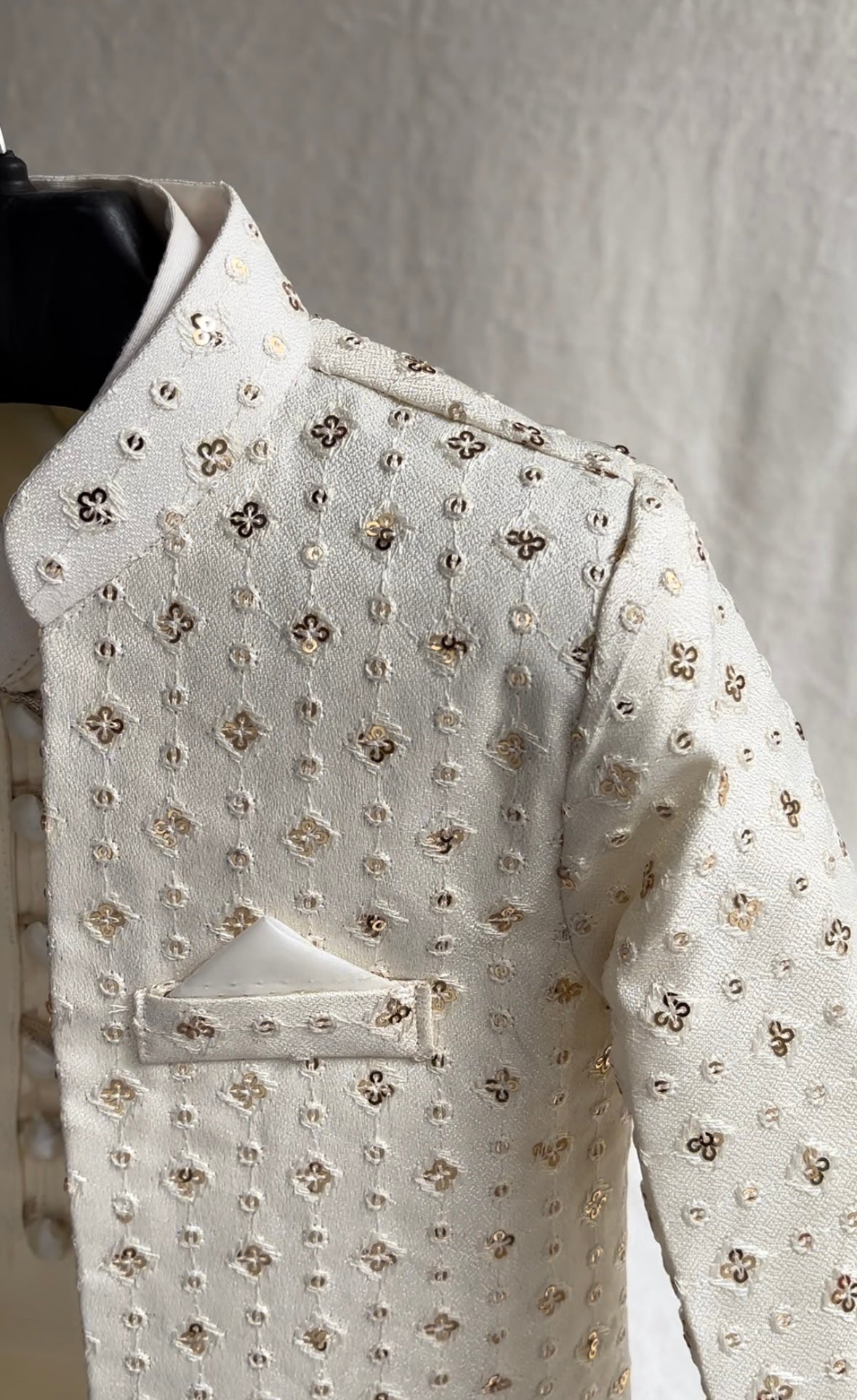 Cream Embroidered Sherwani Suit