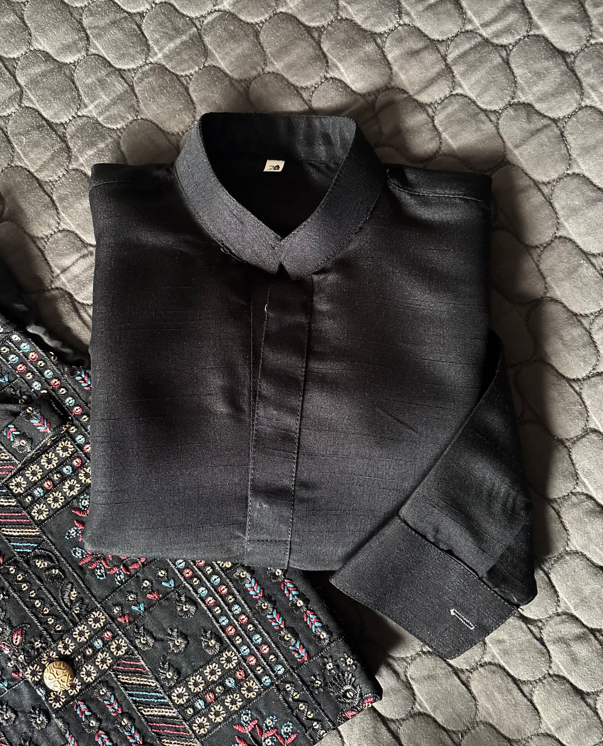 BLACK EMBROIDERED WAISTCOAT 3PC (WC2)