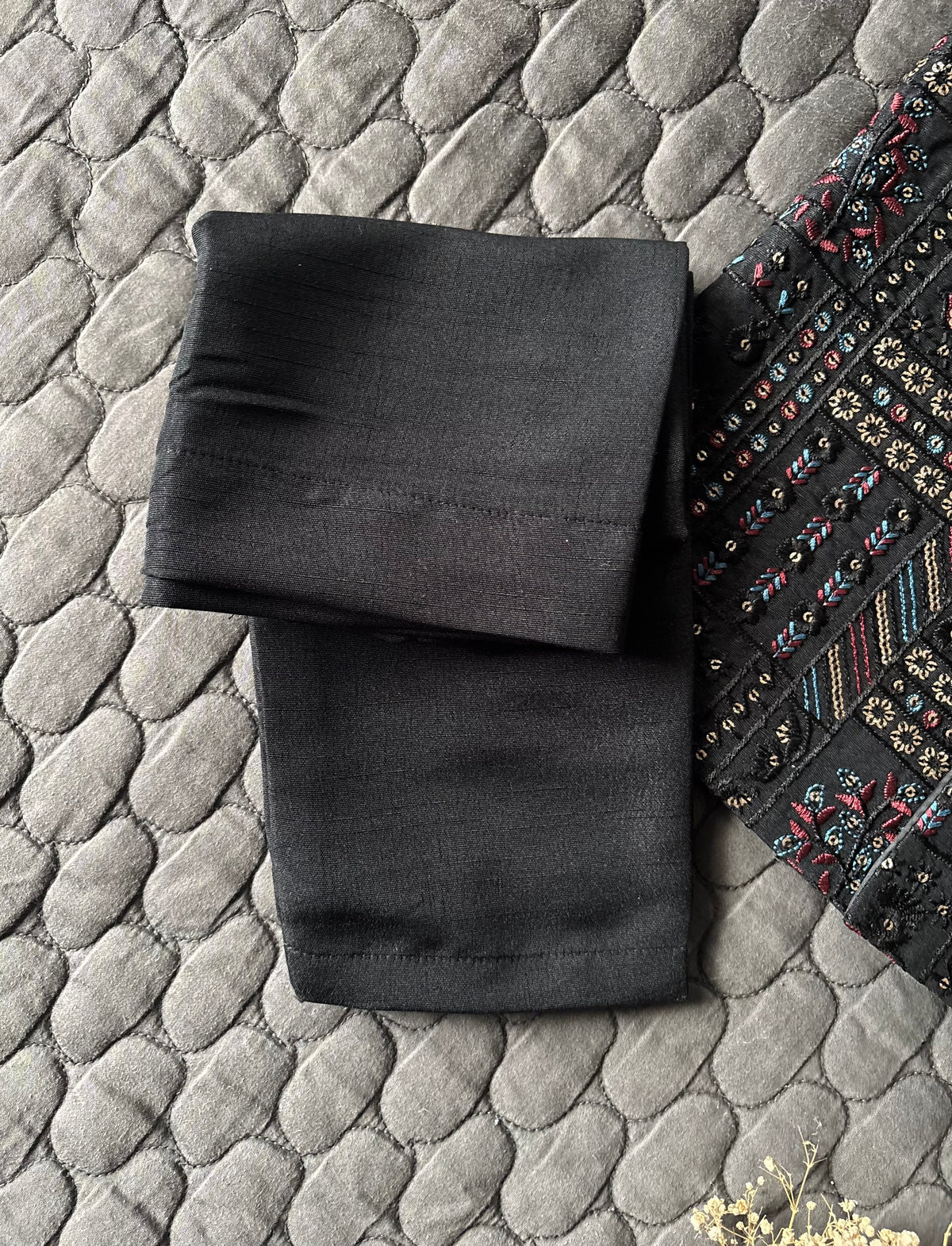 BLACK EMBROIDERED WAISTCOAT 3PC (WC2)