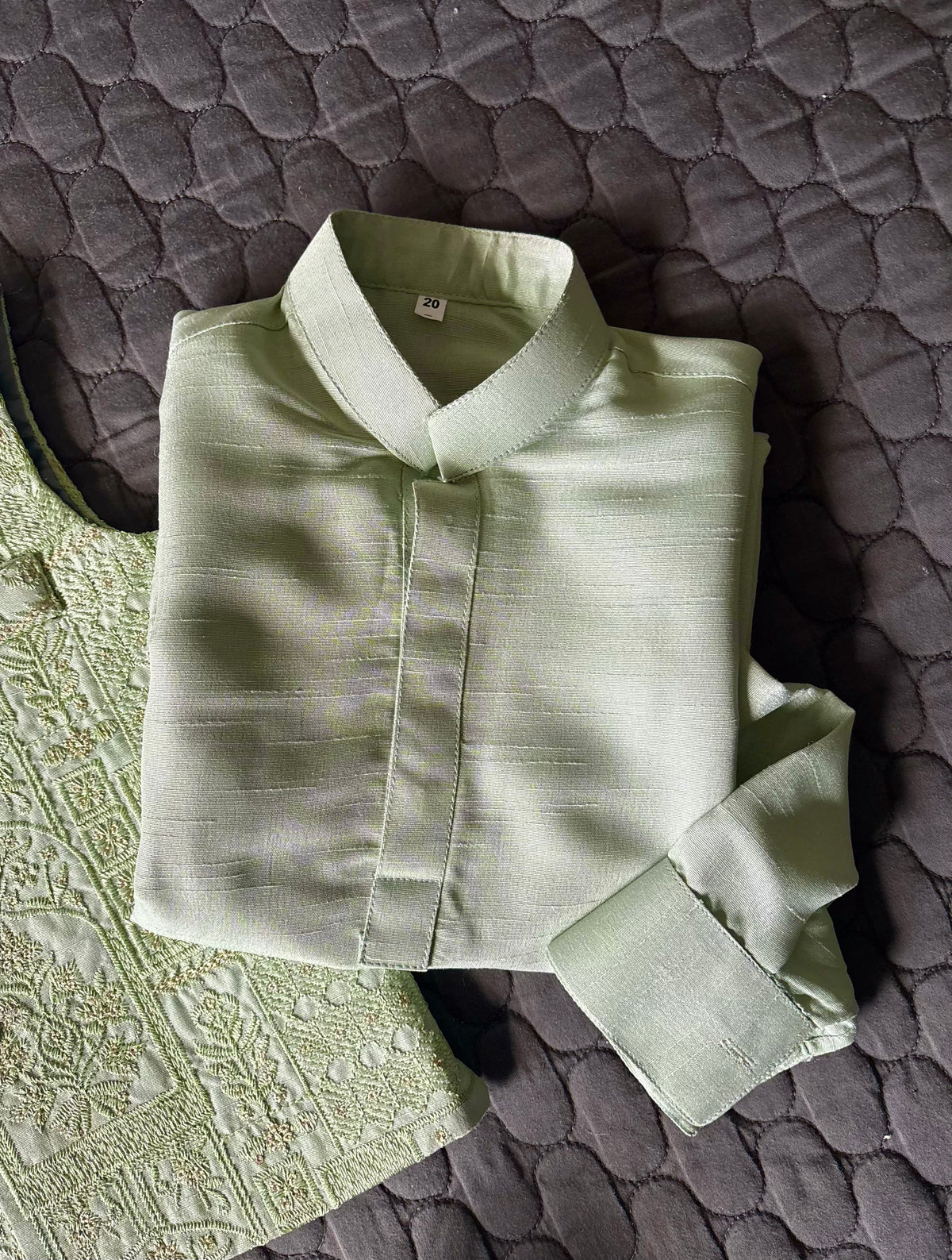 MINT GREEN EMBROIDERED WAISTCOAT 3PC (WC1)
