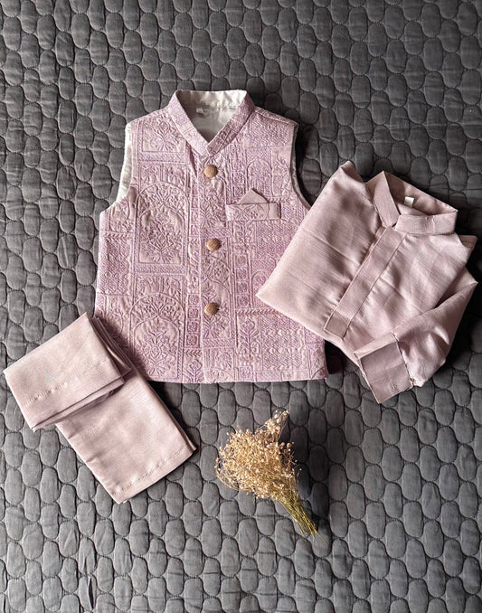 LILAC EMBROIDERED WAISTCOAT 3PC (WC1)