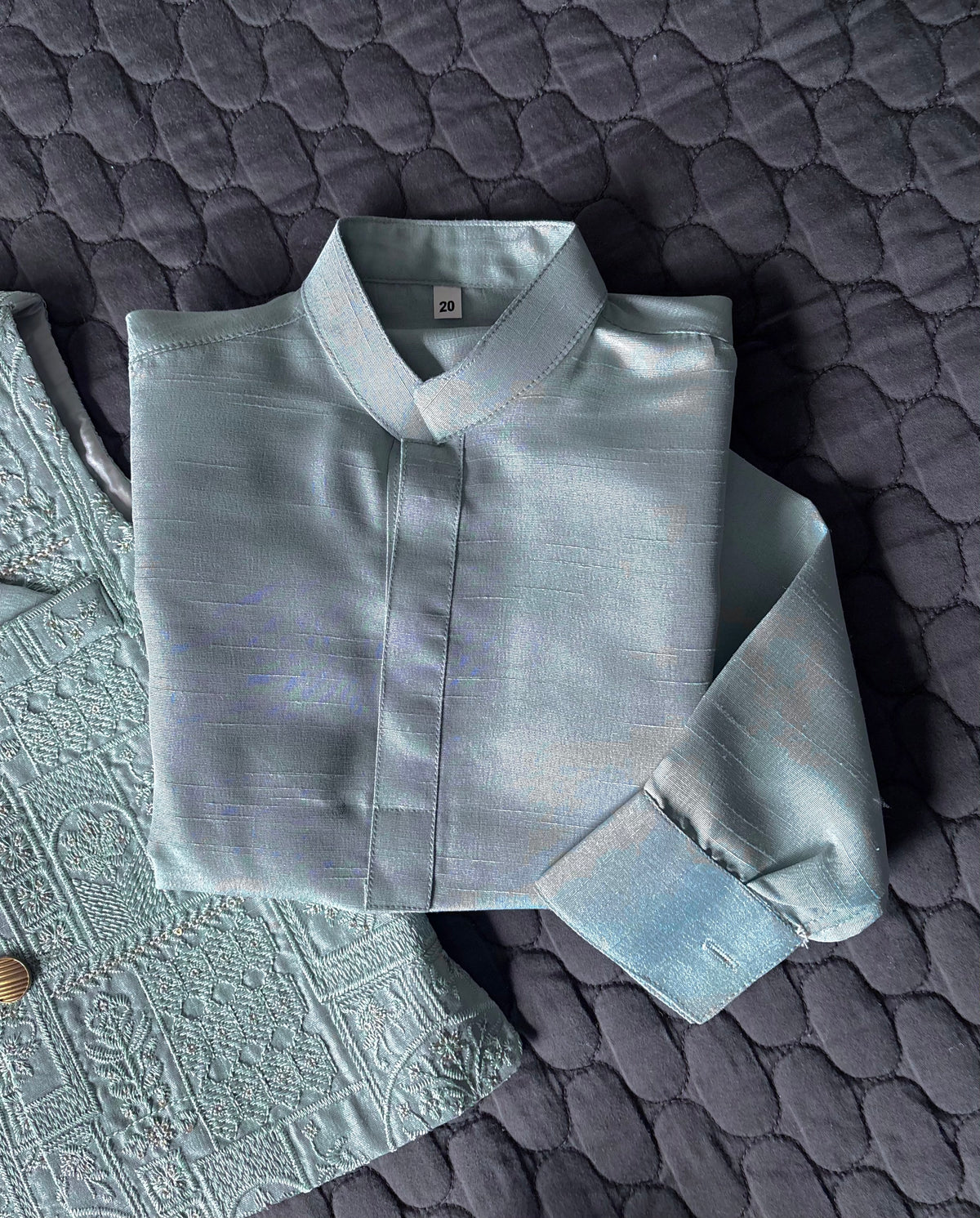 SOFT BLUE EMBROIDERED WAISTCOAT 3PC (WC1)