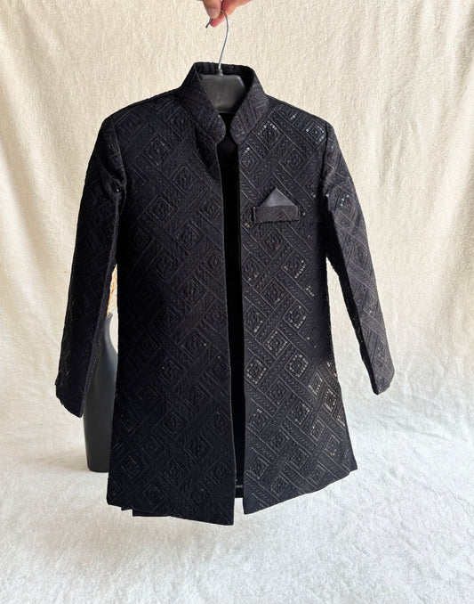 Black Embroidered Sherwani Suit (104)