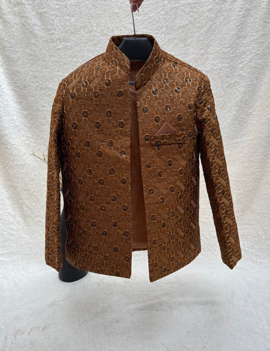 Rusty Brown Front Open Prince Coat