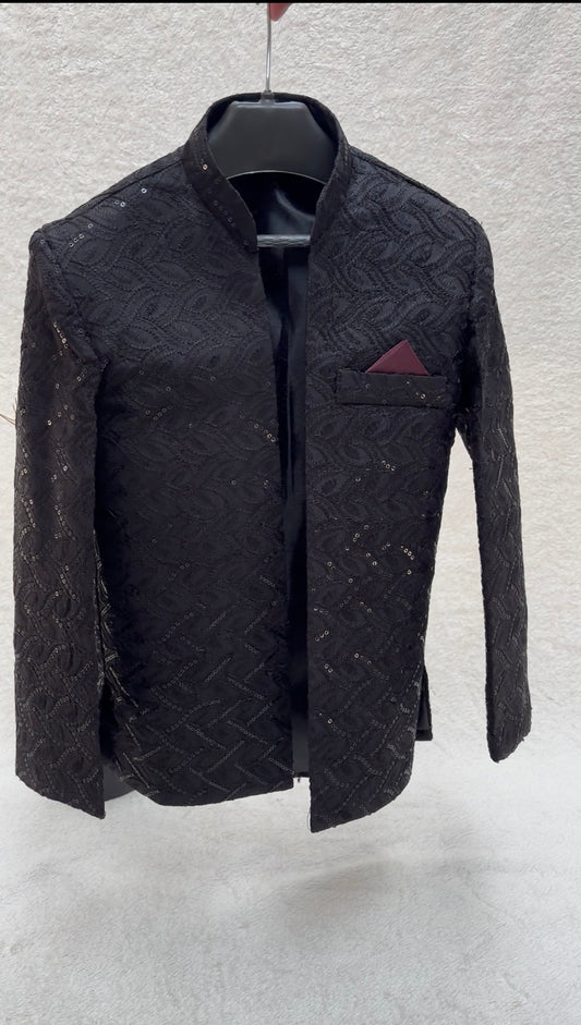 Black Front Open Prince Coat (101)