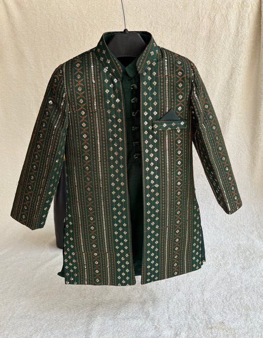 Emerald Green Embroidered Sherwani Suit (101)