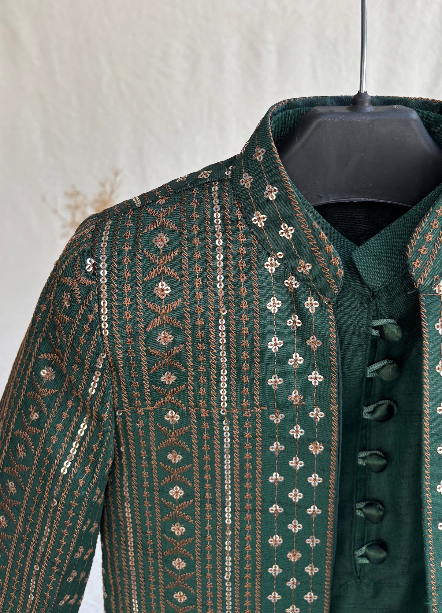 Emerald Green Embroidered Sherwani Suit (101)