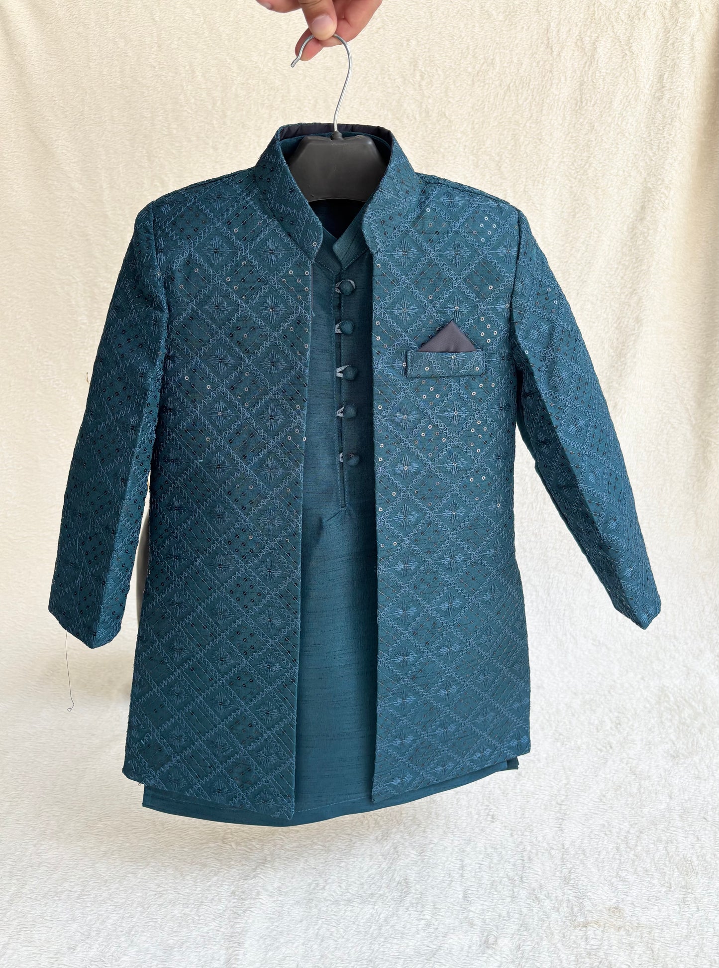 Zinc Blue Embroidered Sherwani Suit