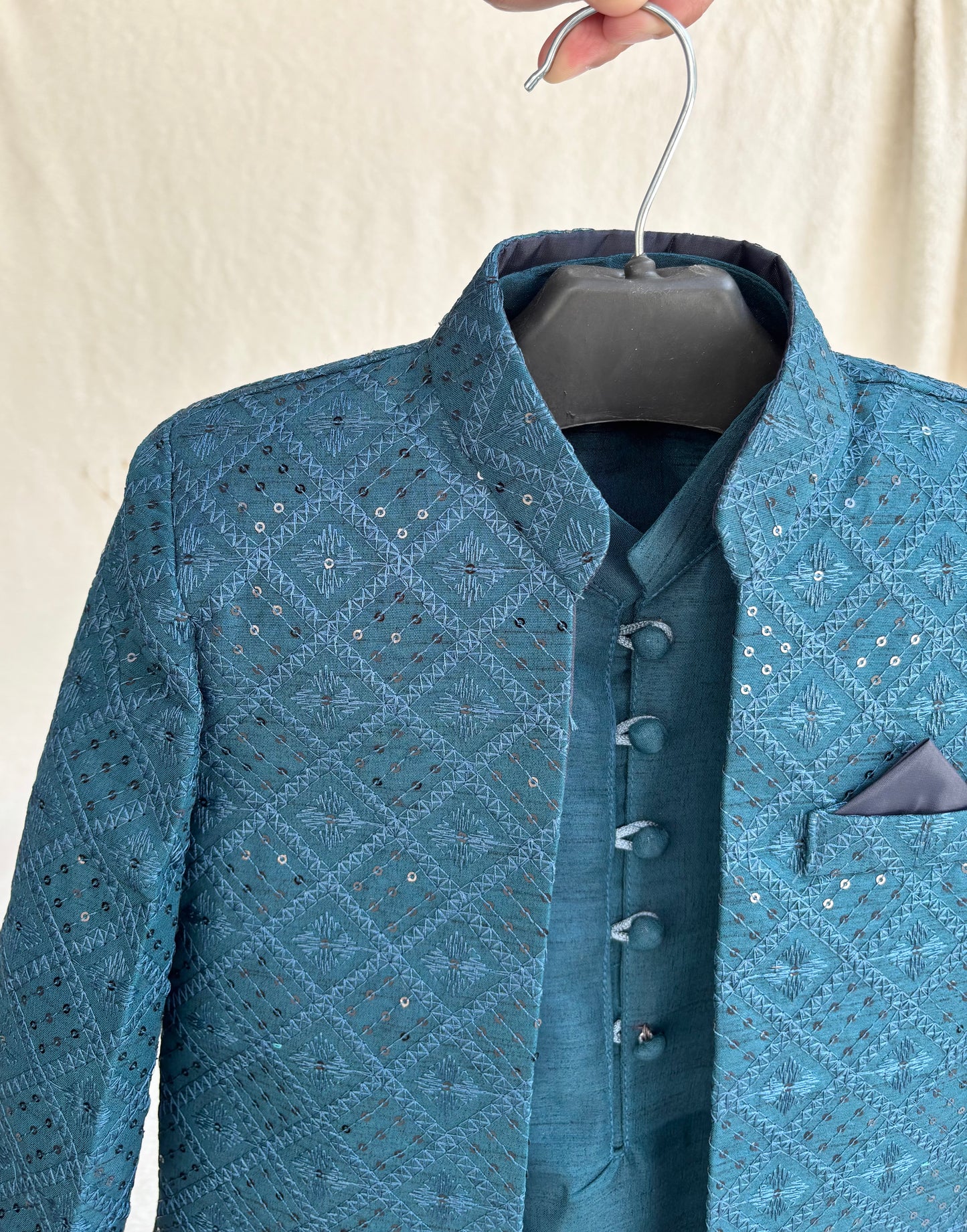 Zinc Blue Embroidered Sherwani Suit