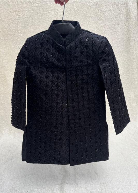 Black Sherwani Hand Worked (101)
