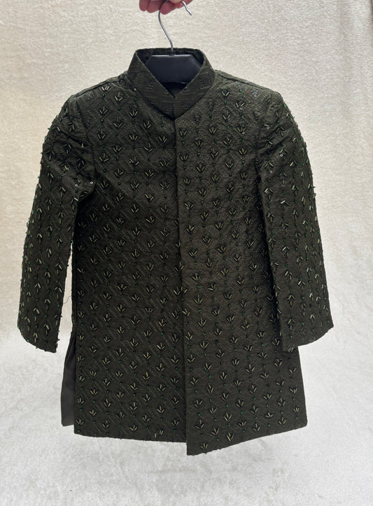 Mehandi Sherwani Hand Worked