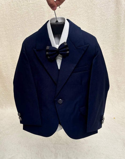Peak Lapel Blue Suit 4pc