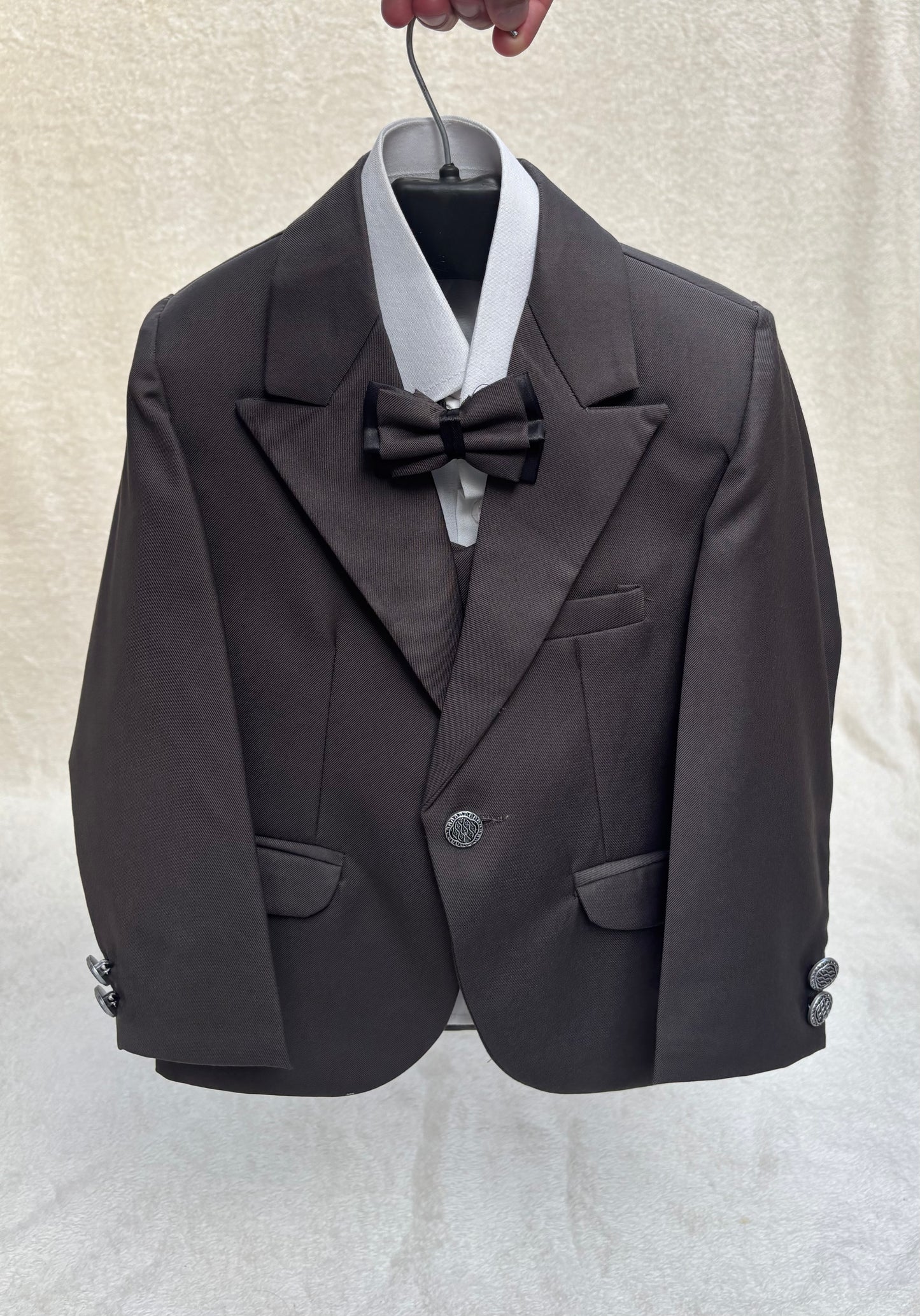 Peak Lapel Charcoal Suit 4pc