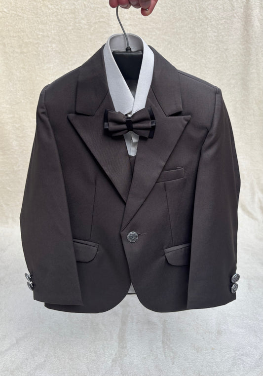 Peak Lapel Charcoal Suit 4pc