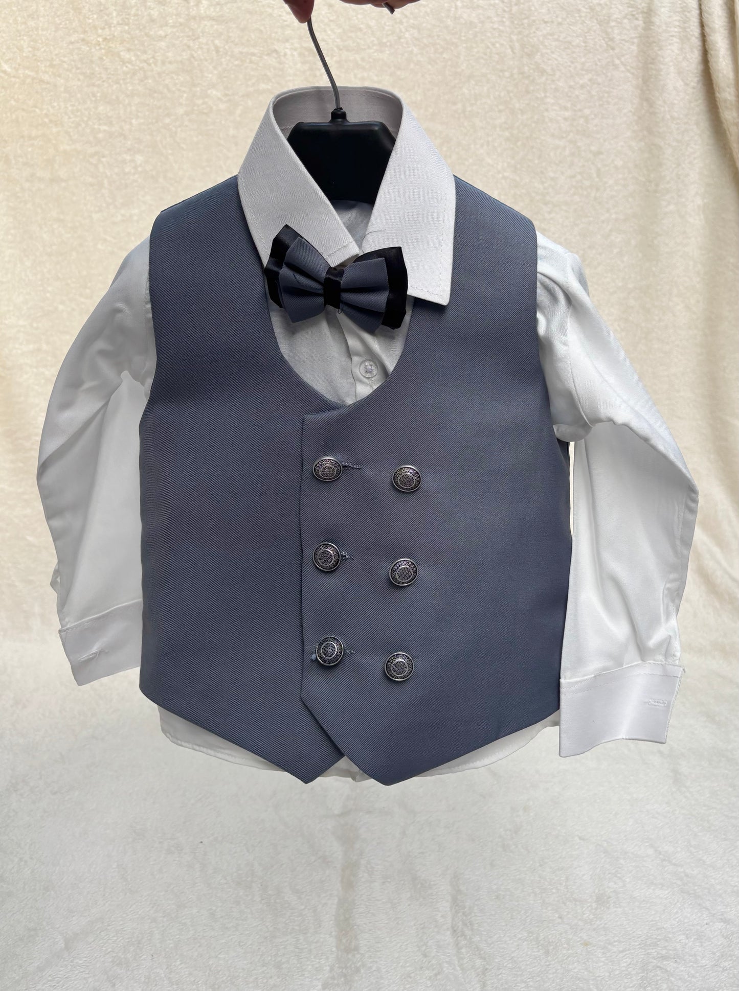 Peak Lapel Slate Gray Suit 4pc