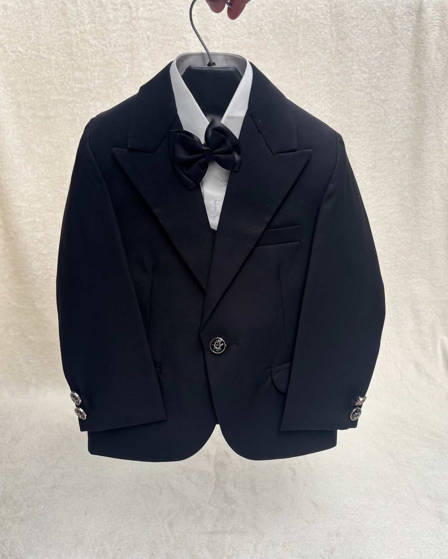 Peak Lapel Black Suit 4pc