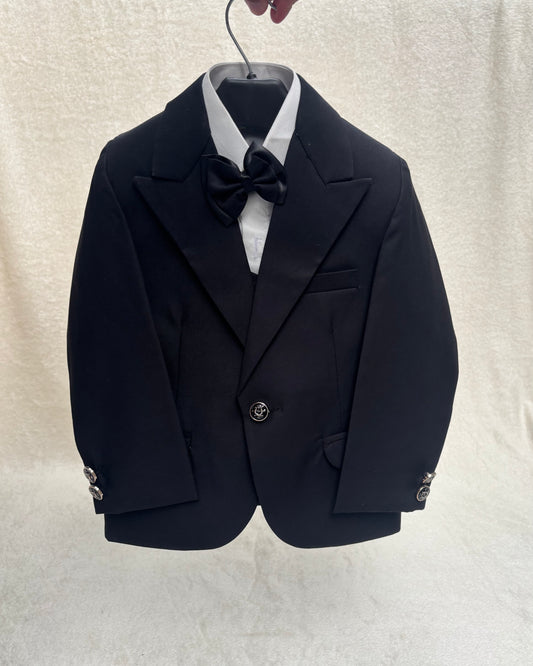 Peak Lapel Black Suit 4pc