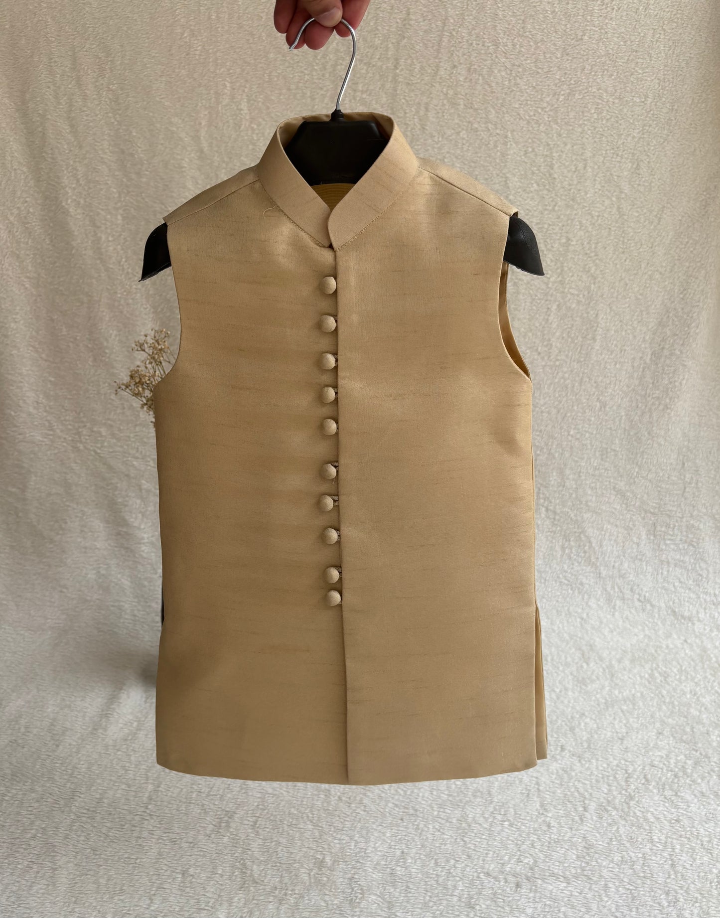 Beige Double Layer Sherwani Suit