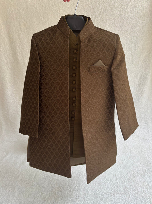 Mehandi Double Layer Sherwani Suit