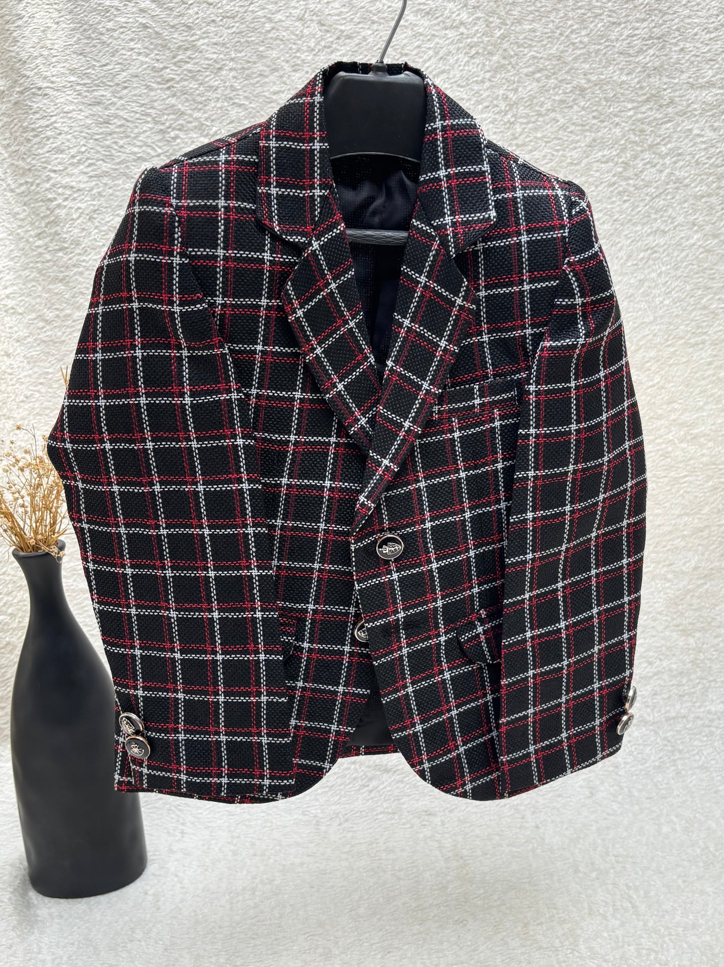 Jute Black Checkered Blazer