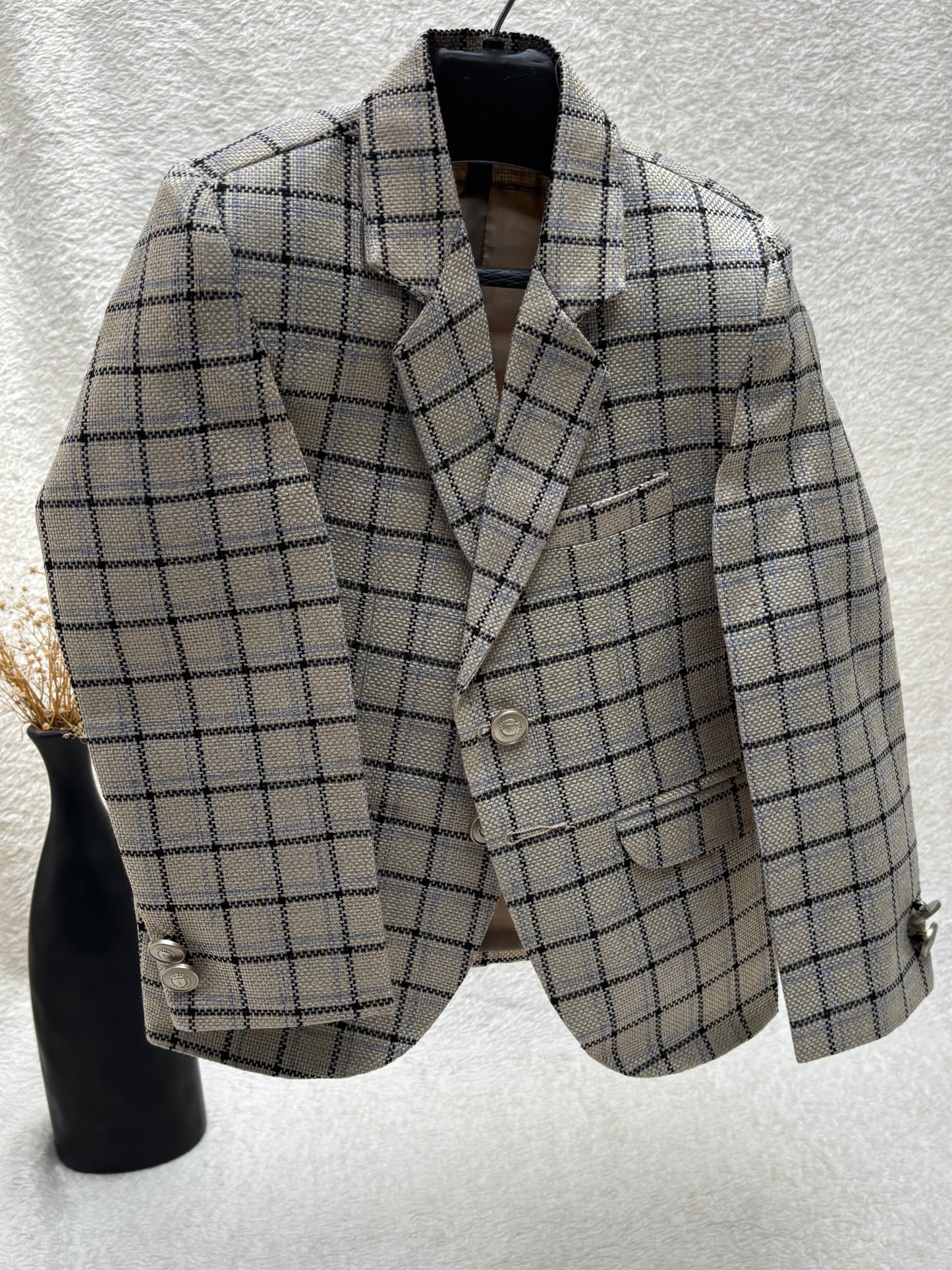 Jute Beige Checkered Blazer